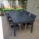 שולחן אלומיניום נפתח לגינה 100x200/320 כולל 6 כסאות אפור פחם