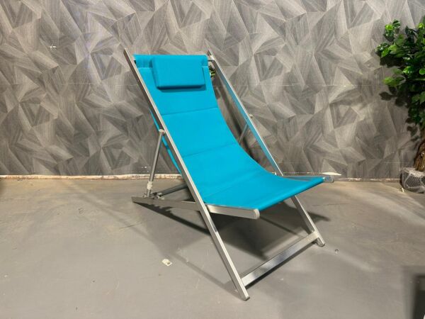 כיסא חוף טורקיז כיסא שיזוף אלומניום בד כפול צבע טורקיז